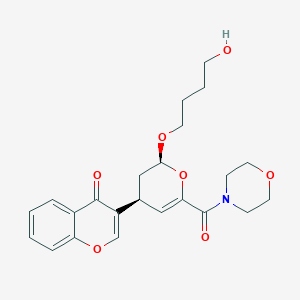 molecular formula C23H27NO7 B1234452 3-[(2S,4S)-2-(4-羟基丁氧基)-6-[4-吗啉基(氧代)甲基]-3,4-二氢-2H-吡喃-4-基]-1-苯并吡喃-4-酮 