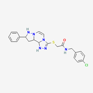 molecular formula C22H23ClN6OS B12344594 N-[(4-chlorophenyl)methyl]-2-({11-phenyl-3,4,6,9,10-pentaazatricyclo[7.3.0.0^{2,6}]dodeca-1(12),2,4,7,10-pentaen-5-yl}sulfanyl)acetamide 