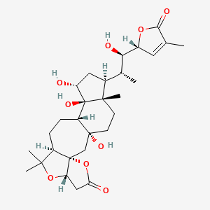 molecular formula C29H42O9 B1234467 (1R,3S,7S,10R,13S,14R,15R,17S,18S)-1,14,15-trihydroxy-17-[(1R,2R)-1-hydroxy-1-[(2R)-4-methyl-5-oxo-2H-furan-2-yl]propan-2-yl]-9,9,18-trimethyl-4,8-dioxapentacyclo[11.7.0.03,7.03,10.014,18]icosan-5-one 