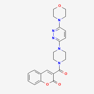 molecular formula C22H23N5O4 B1234481 3-[[4-[6-(4-Morpholinyl)-3-pyridazinyl]-1-piperazinyl]-oxomethyl]-1-benzopyran-2-one 