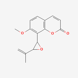 molecular formula C15H14O4 B1234483 7-Methoxy-8-(3-prop-1-en-2-yloxiran-2-yl)chromen-2-one 
