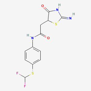 molecular formula C12H11F2N3O2S2 B12344966 N-[4-(difluoromethylsulfanyl)phenyl]-2-(2-imino-4-oxo-1,3-thiazolidin-5-yl)acetamide 