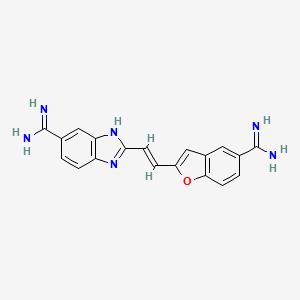 molecular formula C19H16N6O B1234505 1H-Benzimidazole-6-carboximidamide, 2-(2-(5-(aminoiminomethyl)-2-benzofuranyl)ethenyl)- CAS No. 907169-69-1