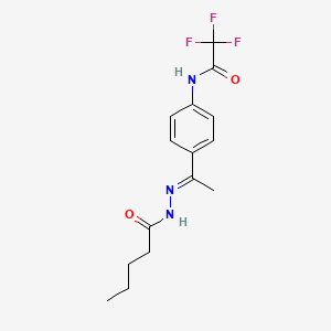molecular formula C15H18F3N3O2 B1234510 N-[(E)-1-[4-[(2,2,2-trifluoroacetyl)amino]phenyl]ethylideneamino]pentanamide 