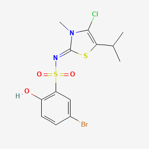 molecular formula C13H14BrClN2O3S2 B1234527 (NZ)-5-bromo-N-(4-chloro-5-isopropyl-3-methyl-thiazol-2-ylidene)-2-hydroxy-benzenesulfonamide 