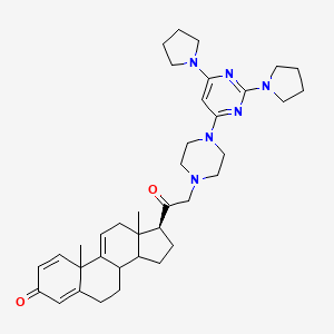 (17S)-17-[2-[4-[2,6-bis(1-pyrrolidinyl)-4-pyrimidinyl]-1-piperazinyl]-1-oxoethyl]-10,13-dimethyl-6,7,8,12,14,15,16,17-octahydrocyclopenta[a]phenanthren-3-one