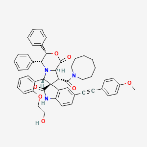 molecular formula C51H49N3O7 B1234530 (3S,3'S,4'R,6'S,8'R,8'aR)-8'-[1-azocanyl(oxo)methyl]-6'-[2-(2-hydroxyethoxy)phenyl]-5-[2-(4-methoxyphenyl)ethynyl]-3',4'-diphenylspiro[1H-indole-3,7'-4,6,8,8a-tetrahydro-3H-pyrrolo[2,1-c][1,4]oxazine]-1',2-dione 