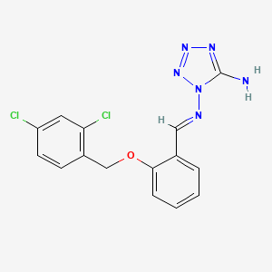 molecular formula C15H12Cl2N6O B1234535 N~1~-((1E)-{2-[(2,4-dichlorobenzyl)oxy]phenyl}methylene)-1H-tetrazole-1,5-diamine 
