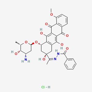 molecular formula C34H36ClN3O10 B1234536 N-[(Z)-1-[(2S,4S)-4-[(2R,4S,5S,6S)-4-amino-5-hydroxy-6-methyloxan-2-yl]oxy-2,5,12-trihydroxy-7-methoxy-6,11-dioxo-3,4-dihydro-1H-tetracen-2-yl]ethylideneamino]benzamide;hydrochloride 