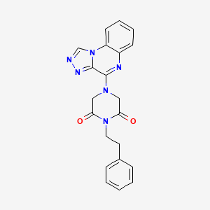molecular formula C21H18N6O2 B1234560 1-(2-Phenylethyl)-4-([1,2,4]triazolo[4,3-a]quinoxalin-4-yl)piperazine-2,6-dione 