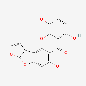 molecular formula C19H14O7 B1234570 15-Hydroxy-11,18-dimethoxy-6,8,20-trioxapentacyclo[10.8.0.02,9.03,7.014,19]icosa-1,4,9,11,14,16,18-heptaen-13-one 