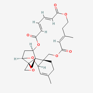 molecular formula C27H32O8 B1234589 (1R,3R,8R,12E,18E,20E,24R,25S,26S)-5,13,25-trimethylspiro[2,10,16,23-tetraoxatetracyclo[22.2.1.03,8.08,25]heptacosa-4,12,18,20-tetraene-26,2'-oxirane]-11,17,22-trione 