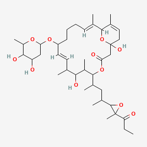 molecular formula C40H64O11 B1234593 (9E,15E)-11-(4,5-dihydroxy-6-methyloxan-2-yl)oxy-1,7-dihydroxy-6,8,16,18-tetramethyl-5-[4-(3-methyl-3-propanoyloxiran-2-yl)pentan-2-yl]-4,21-dioxabicyclo[15.3.1]henicosa-9,15,18-trien-3-one CAS No. 99486-52-9