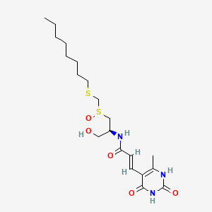 molecular formula C20H33N3O5S2 B1234596 (E)-N-[(2S)-1-hydroxy-3-(octylsulfanylmethylsulfinyl)propan-2-yl]-3-(6-methyl-2,4-dioxo-1H-pyrimidin-5-yl)prop-2-enamide 