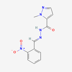 molecular formula C12H11N5O3 B1234608 2-methyl-N-[(E)-(2-nitrophenyl)methylideneamino]pyrazole-3-carboxamide 