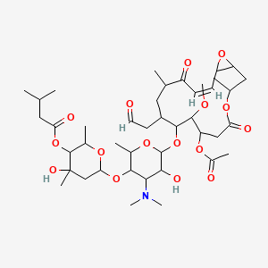 [6-[6-[[(14Z)-7-acetoxy-8-methoxy-3,12-dimethyl-5,13-dioxo-10-(2-oxoethyl)-4,17-dioxabicyclo[14.1.0]heptadec-14-en-9-yl]oxy]-4-(dimethylamino)-5-hydroxy-2-methyl-tetrahydropyran-3-yl]oxy-4-hydroxy-2,4-dimethyl-tetrahydropyran-3-yl] 3-methylbutanoate