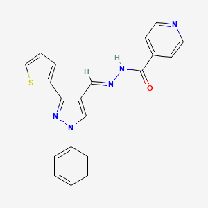 molecular formula C20H15N5OS B1234660 N'-{(E)-[1-phenyl-3-(thiophen-2-yl)-1H-pyrazol-4-yl]methylidene}pyridine-4-carbohydrazide 