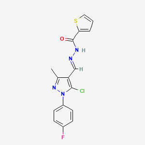 molecular formula C16H12ClFN4OS B1234663 N-[(E)-[5-chloro-1-(4-fluorophenyl)-3-methylpyrazol-4-yl]methylideneamino]thiophene-2-carboxamide 