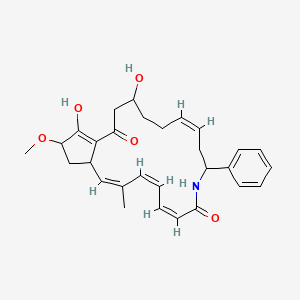 molecular formula C29H35NO5 B1234701 (2Z,4Z,6Z,12Z)-16,20-dihydroxy-21-methoxy-3-methyl-10-phenyl-9-azabicyclo[17.3.0]docosa-2,4,6,12,19-pentaene-8,18-dione 