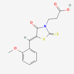 molecular formula C14H13NO4S2 B12347185 3-[(5Z)-5-[(2-methoxyphenyl)methylidene]-4-oxo-2-sulfanylidene-1,3-thiazolidin-3-yl]propanoic acid 