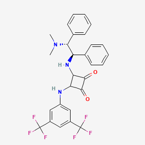molecular formula C28H25F6N3O2 B12347609 3-[3,5-bis(trifluoromethyl)anilino]-4-[[(1R,2R)-2-(dimethylamino)-1,2-diphenylethyl]amino]cyclobutane-1,2-dione 