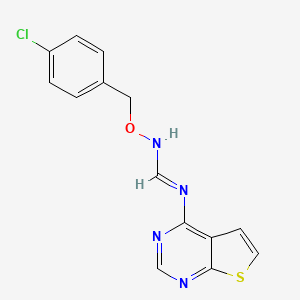 molecular formula C14H11ClN4OS B1234778 N'-[(4-chlorobenzyl)oxy]-N-thieno[2,3-d]pyrimidin-4-yliminoformamide 