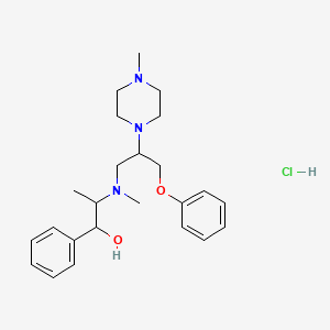 molecular formula C24H36ClN3O2 B1234783 Benzenemethanol, alpha-(1-(methyl(2-(4-methyl-1-piperazinyl)-3-phenoxypropyl)amino)ethyl)-, monohydrochloride CAS No. 53283-77-5