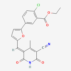 ethyl 2-chloro-5-[5-[(E)-(5-cyano-4-methyl-2,6-dioxopyridin-3-ylidene)methyl]furan-2-yl]benzoate