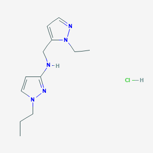 molecular formula C12H20ClN5 B12347908 N-[(2-ethylpyrazol-3-yl)methyl]-1-propylpyrazol-3-amine;hydrochloride CAS No. 1856080-04-0