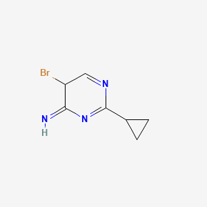 molecular formula C7H8BrN3 B12347933 5-bromo-2-cyclopropyl-5H-pyrimidin-4-imine 