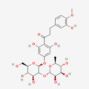 1-[4-[[(2S,4S,6R)-4,5-dihydroxy-6-(hydroxymethyl)-3-[[(2S,3R,4R,5R,6S)-3,4,5-trihydroxy-6-methyl-2-oxanyl]oxy]-2-oxanyl]oxy]-2,6-dihydroxyphenyl]-3-(3-hydroxy-4-methoxyphenyl)-1-propanone