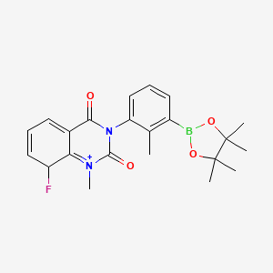 molecular formula C22H25BFN2O4+ B12347982 8-fluoro-1-methyl-3-[2-methyl-3-(4,4,5,5-tetramethyl-1,3,2-dioxaborolan-2-yl)phenyl]-8H-quinazolin-1-ium-2,4-dione 