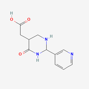 molecular formula C11H13N3O3 B12347984 2-(4-Oxo-2-pyridin-3-yl-1,3-diazinan-5-yl)acetic acid 