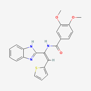 molecular formula C22H19N3O3S B1234800 N-[1-(1H-benzimidazol-2-yl)-2-(2-thienyl)vinyl]-3,4-dimethoxybenzamide 