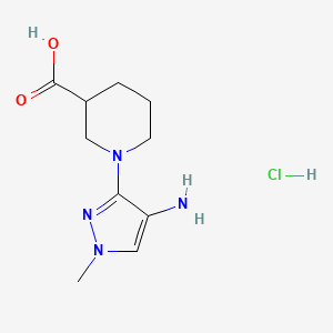 molecular formula C10H17ClN4O2 B12348015 1-(4-Amino-1-methylpyrazol-3-yl)piperidine-3-carboxylic acid;hydrochloride CAS No. 1431963-39-1