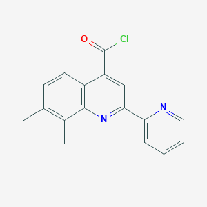molecular formula C17H13ClN2O B12348252 7,8-Dimethyl-2-pyridin-2-ylquinoline-4-carbonyl chloride hydrochloride 