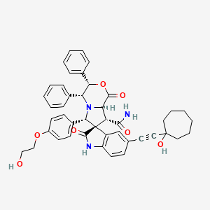 molecular formula C44H43N3O7 B1234838 (3S,3'S,4'R,6'S,8'R,8'aR)-5-[2-(1-hydroxycycloheptyl)ethynyl]-6'-[4-(2-hydroxyethoxy)phenyl]-1',2-dioxo-3',4'-diphenyl-8'-spiro[1H-indole-3,7'-4,6,8,8a-tetrahydro-3H-pyrrolo[2,1-c][1,4]oxazine]carboxamide 