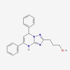 molecular formula C20H20N4O B1234843 3-(5,7-Diphenyl-1,7-dihydro-[1,2,4]triazolo[1,5-a]pyrimidin-2-yl)-1-propanol 