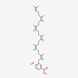 molecular formula C37H54O3 B1234850 3-[(2Z,6Z,10Z,14Z,18Z)-3,7,11,15,19,23-hexamethyltetracosa-2,6,10,14,18,22-hexaenyl]-4-hydroxybenzoic acid CAS No. 65848-03-5