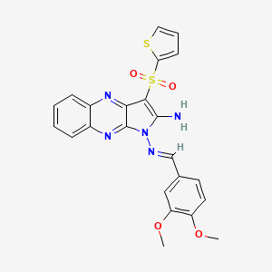 molecular formula C23H19N5O4S2 B1234880 [3-(2-Thienylsulfonyl)-1-(veratrylideneamino)pyrrolo[3,2-b]quinoxalin-2-yl]amine 