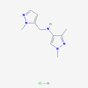 molecular formula C10H16ClN5 B12349131 1,3-dimethyl-N-[(2-methylpyrazol-3-yl)methyl]pyrazol-4-amine;hydrochloride CAS No. 1856096-19-9