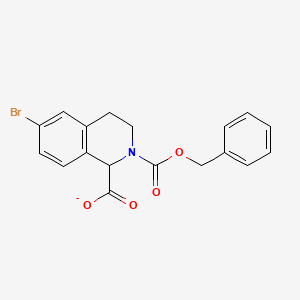 molecular formula C18H15BrNO4- B12349149 6-bromo-2-phenylmethoxycarbonyl-3,4-dihydro-1H-isoquinoline-1-carboxylate 