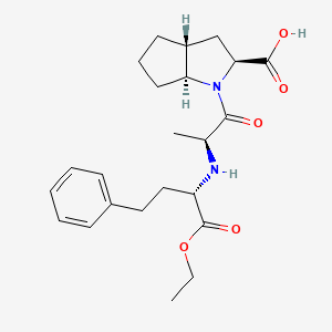 molecular formula C23H32N2O5 B1234940 (2S,3aR,6aS)-1-[(2S)-2-[[(2S)-1-ethoxy-1-oxo-4-phenylbutan-2-yl]amino]-1-oxopropyl]-3,3a,4,5,6,6a-hexahydro-2H-cyclopenta[b]pyrrole-2-carboxylic acid 