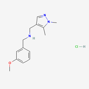 molecular formula C14H20ClN3O B12349903 1-(1,5-dimethyl-1H-pyrazol-4-yl)-N-(3-methoxybenzyl)methanamine CAS No. 1856018-80-8