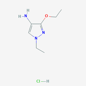 molecular formula C7H14ClN3O B12349975 3-Ethoxy-1-ethylpyrazol-4-amine;hydrochloride CAS No. 1431965-95-5
