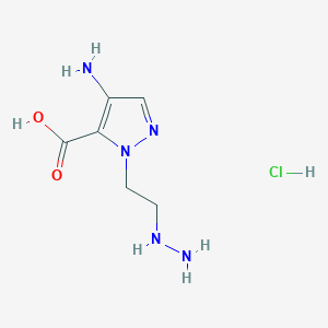 molecular formula C6H12ClN5O2 B12350255 4-amino-1-(2-hydrazinoethyl)-1H-pyrazole-5-carboxylic acid CAS No. 1855907-45-7