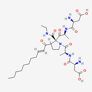 molecular formula C32H52N6O10 B1235132 Undecenoyl-aspartyl-dialanyl-proline ethylamide CAS No. 90068-11-4