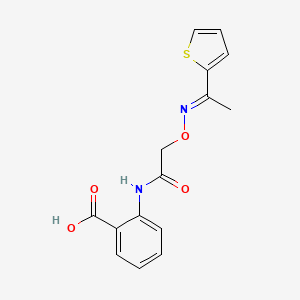 2-[[2-[(E)-1-thiophen-2-ylethylideneamino]oxyacetyl]amino]benzoic acid