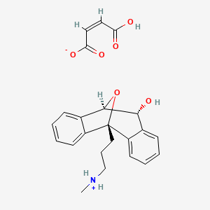molecular formula C23H25NO6 B1235234 5,10-Epoxy-5H-dibenzo(a,d)cyclohepten-11-ol, 10,11-dihydro-5-(3-(methylamino)propyl)-, trans-, maleate (1:1) CAS No. 23239-40-9