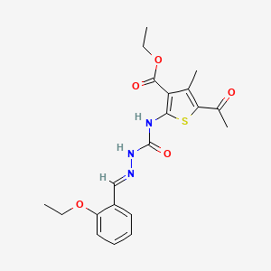 molecular formula C20H23N3O5S B1235262 Ethyl 5-acetyl-2-({[2-(2-ethoxybenzylidene)hydrazino]carbonyl}amino)-4-methylthiophene-3-carboxylate 